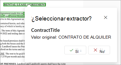 Captura de pantalla del cuadro Seleccionar extractor en la página de detalles del extractor.