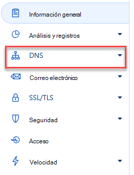 Seleccione DNS.