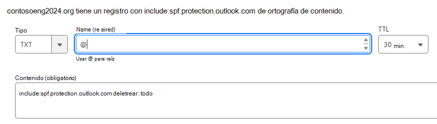 Captura de pantalla de donde selecciona Guardar para agregar un registro TXT de SPF.