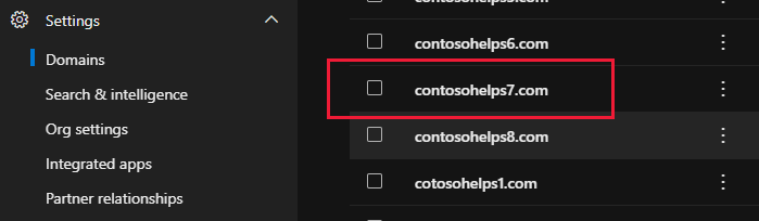 Seleccione el dominio en Microsoft 365.