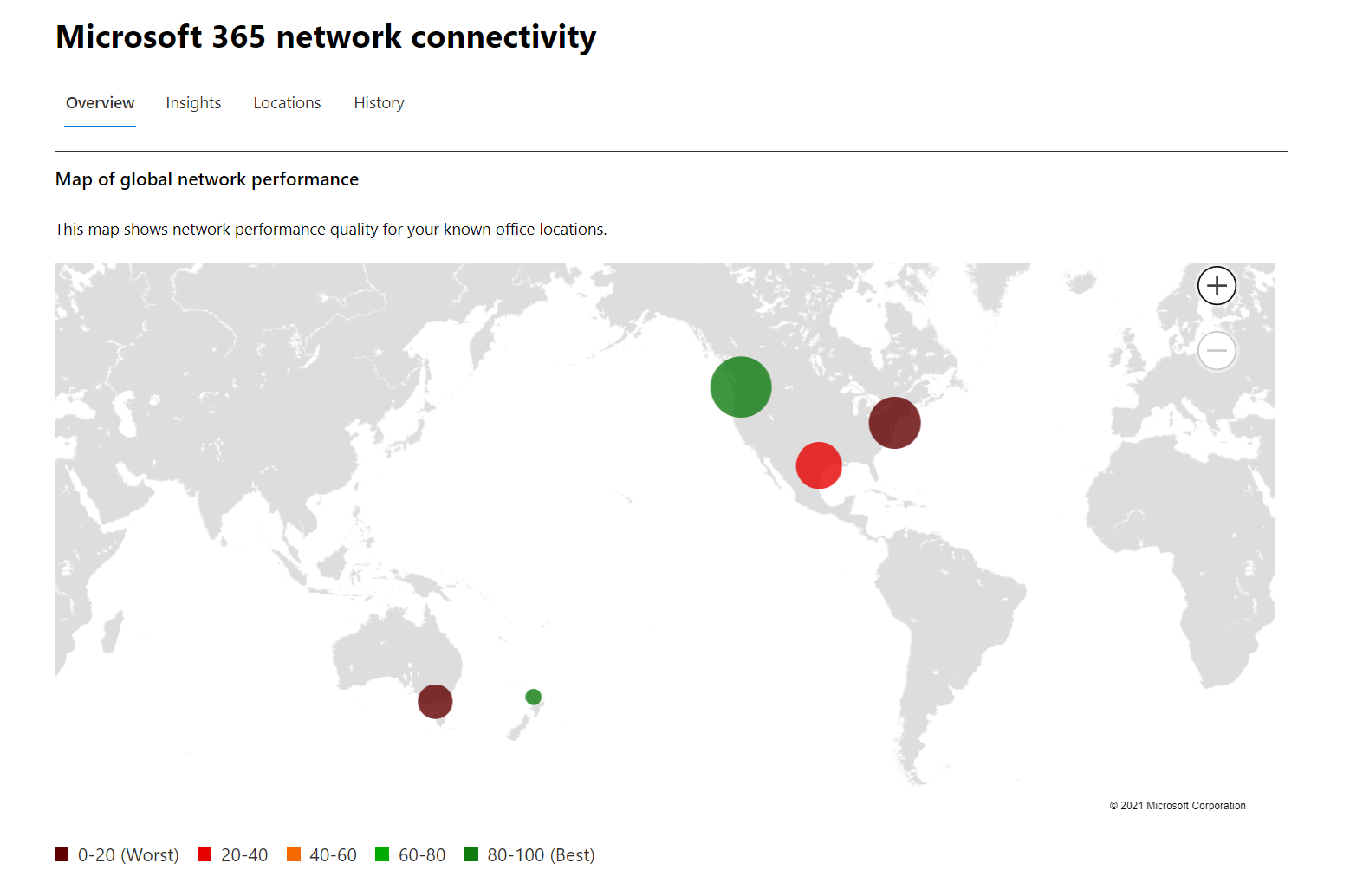 Mapa de información general de Network Insights.