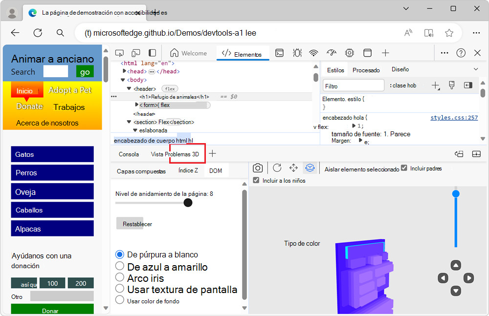 La herramienta Vista 3D, que se muestra en el panel Vista rápida