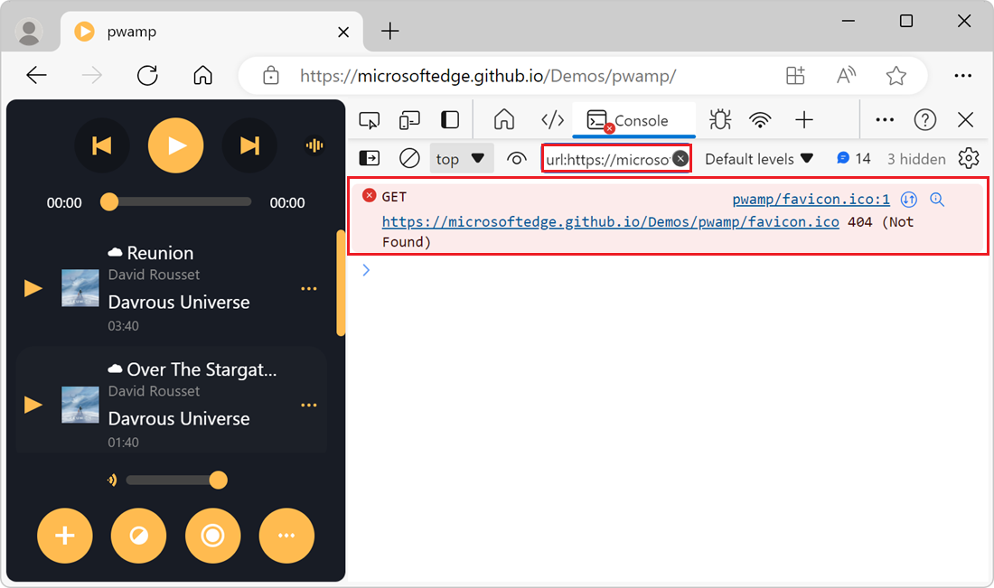 Solo se muestran los mensajes de la dirección URL del script seleccionado en la consola