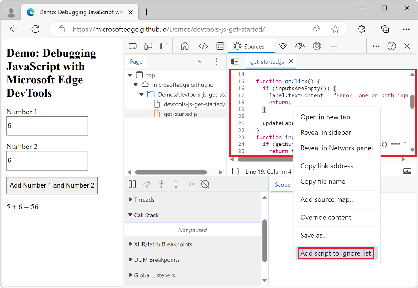 Agregar un script a la lista omitir desde el panel de Editor