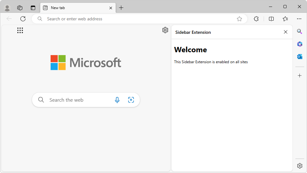 Barra lateral de una extensión de Microsoft Edge