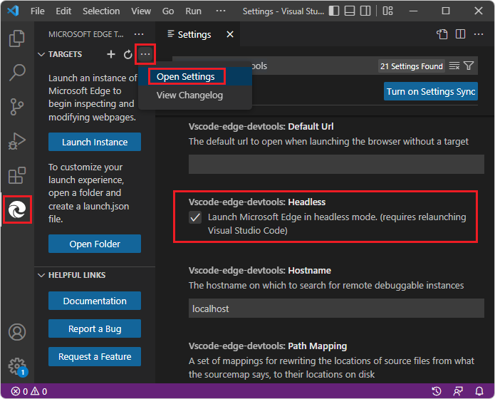 Configuración de la extensión para usar el explorador incrustado