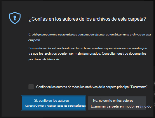 ¿Confía en los autores en los archivos de esta carpeta?