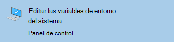 Uso de la barra de búsqueda de Windows para buscar dónde editar variables de entorno