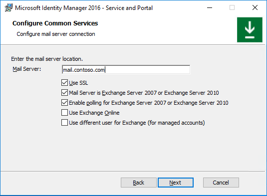 Imagen de configuración de la conexión del servidor de correo