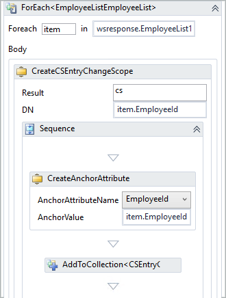 Creación de una actividad de ámbito de cambio de entrada de CS