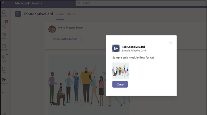 Captura de pantalla de una respuesta de autenticación de pestaña que aparece en Microsoft Teams.