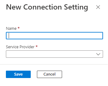 Captura de pantalla que muestra la nueva configuración de conexión para proporcionar los detalles.