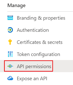 Captura de pantalla que muestra cómo seleccionar permisos de API.