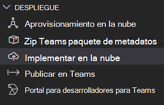 Captura de pantalla que muestra dónde seleccionar la implementación en la nube.