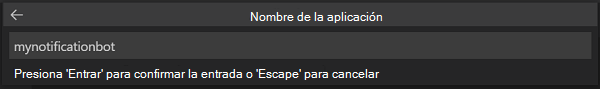 Captura de pantalla que muestra dónde escribir el nombre de la aplicación.