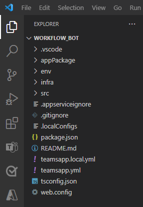 Captura de pantalla que muestra que la aplicación se crea con el scaffolding visible en el panel lateral.