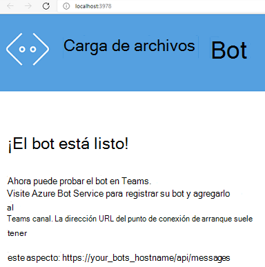 Captura de pantalla que muestra que el bot está listo.