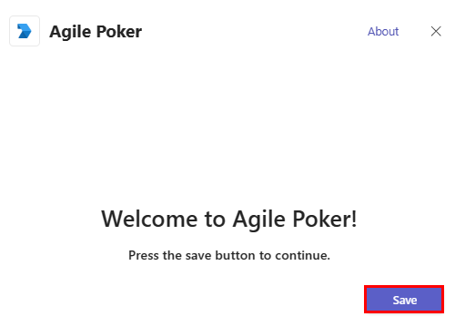 Captura de pantalla que muestra la opción guardar Agile Poker.