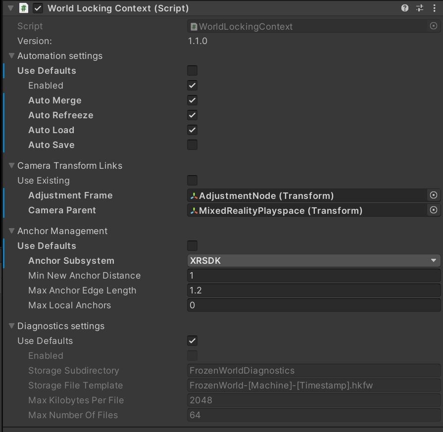 Configuración básica del contexto de bloqueo del mundo