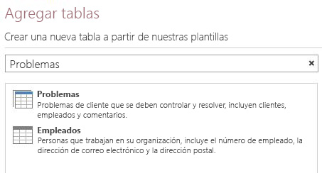 Plantillas que coinciden con la búsqueda de problemas