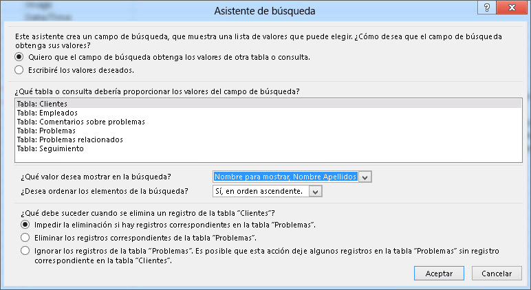 Asistente para búsqueda que muestra el