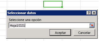 Cuadro de diálogo Seleccionar datos.