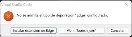 Error que indica que no se admite el borde de tipo de depuración configurado.