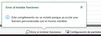 Un mensaje de error en Excel titulado 