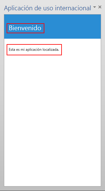 Aplicación con texto de interfaz de usuario localizado.