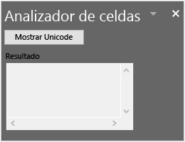 El complemento VSTO de Cell Analyzer que se ejecuta en Excel con el botón 