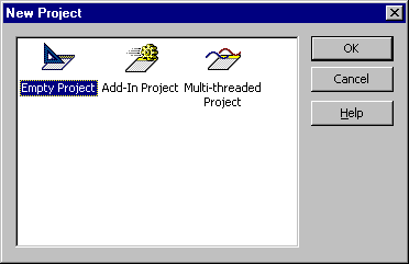 Cuadro de diálogo Nuevo proyecto