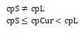 Equation. CPS does not equal CPL. CPS is less than or equal to C P C U R which is less than CP2.