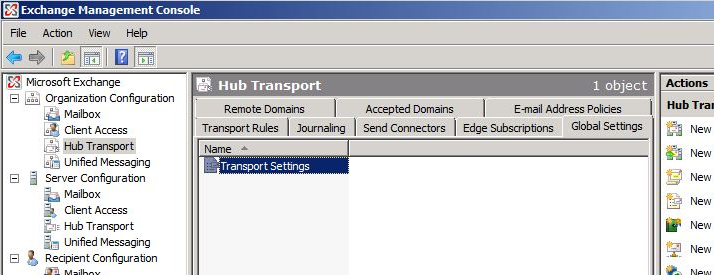 La captura de pantalla muestra los pasos para seleccionar Configuración de transporte.