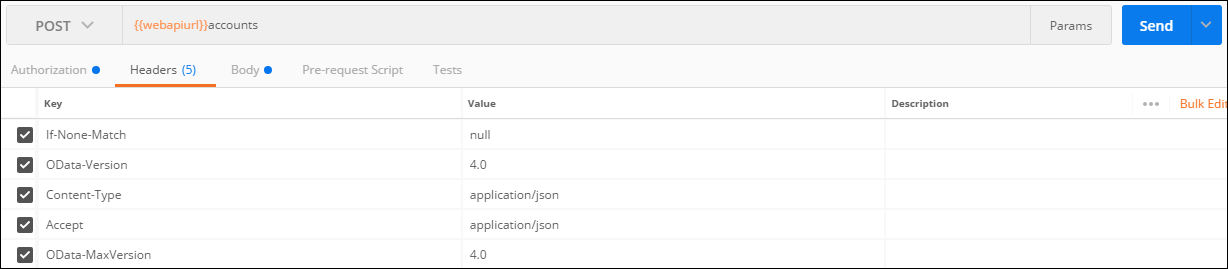 Crear un nuevo registro mediante la API web.