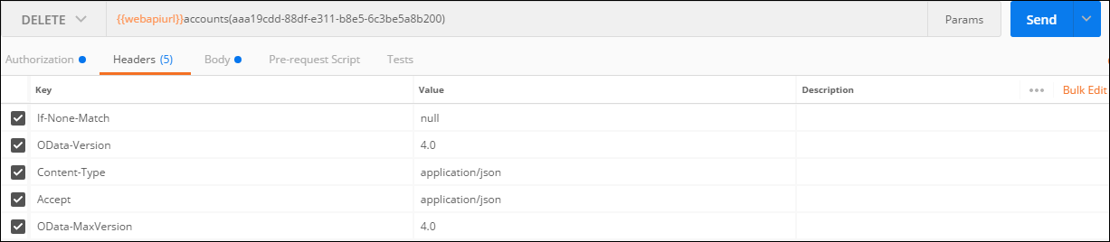 Eliminar un registro usando la API web.