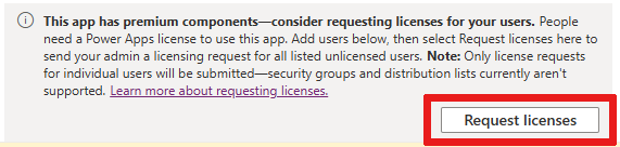 Solicite licencias de Power Apps para sus usuarios.