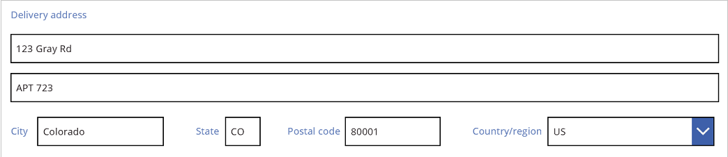 Dirección de entrega de pedido de venta: tercera línea en la posición correcta.