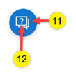 Widget de chatbot con cada parte numerada para referencia.