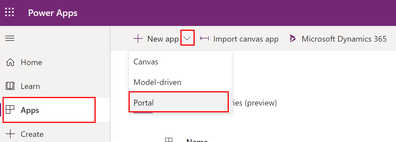 Crear un portal Power Apps.