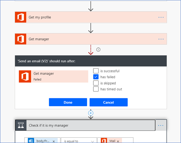 Cambiar la configuración para que se ejecute después de un error.