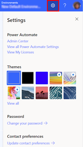 Captura de pantalla de la configuración de Power Automate.