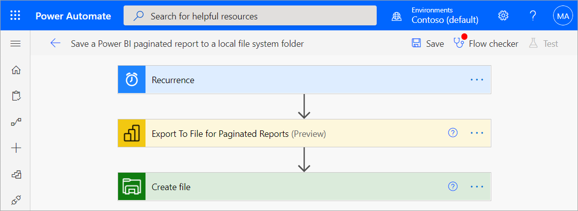 Configure exportaciones periódicas de un informe paginado.