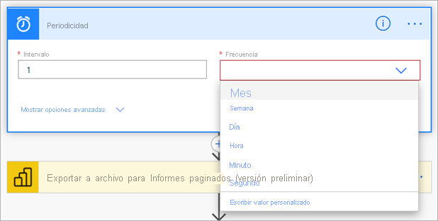 Screenshot that shows the Interval and Frequency fields.