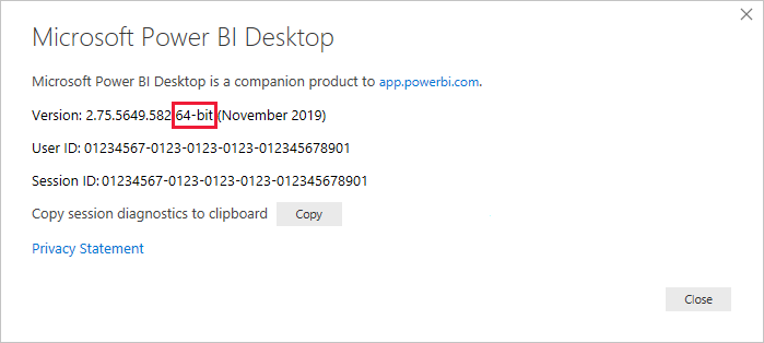 Versión de Power BI Desktop