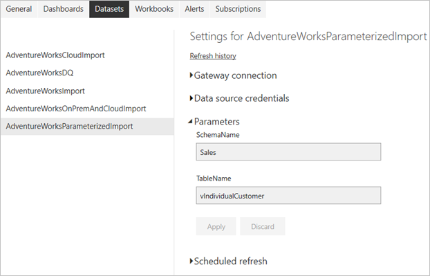 Configuración de los parámetros de consulta