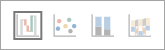 Captura de pantalla que muestra los iconos de gráfico de una información con el icono de gráfico de dispersión seleccionado.