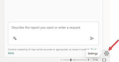 Captura de pantalla de la configuración del área de trabajo en Power BI Desktop.