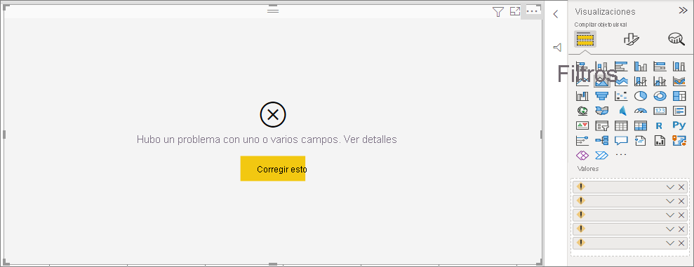 Captura de pantalla que muestra el error 