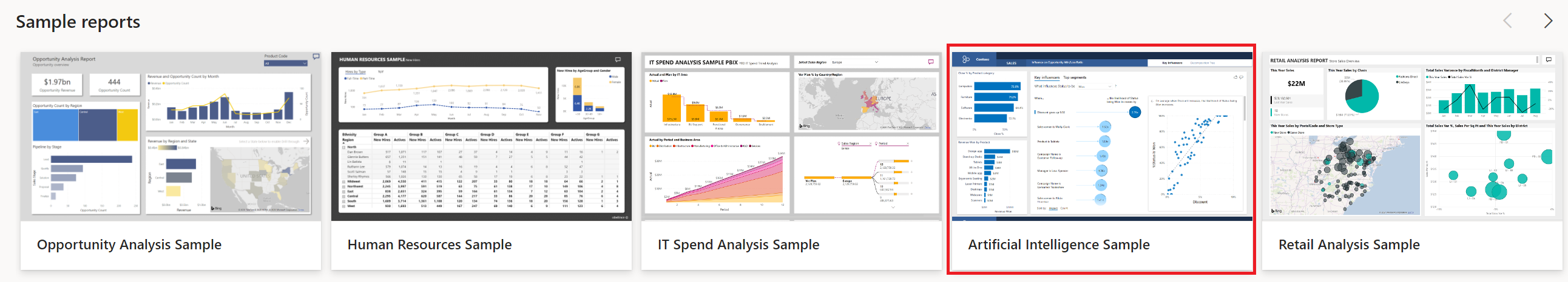 Screenshot of Sample reports.