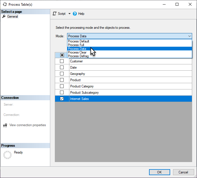 Proceso de tablas en SSMS